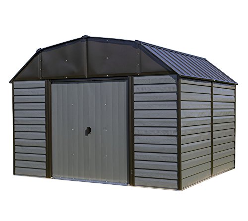 Preisvergleich Produktbild Spacemaker Metallgerätehaus, Metallgartenscheune, Geräteschuppen Blockhausoptik grau-anthrazit / / 313x273x223 cm / / Gartengerätehaus