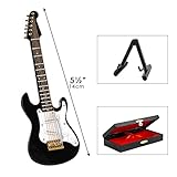 Musiin Miniature Guitar with Stand and Case, 14cm Mini 6 Strings Electric Guitar, Home Music Studio Desk Shelf Decoration, Gift for Guitar Lovers(Black Electric) - Image 2