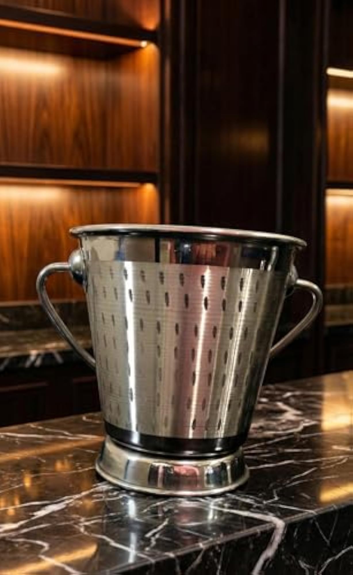 Stainless Steel Hammered Ice Bucket with Handles
