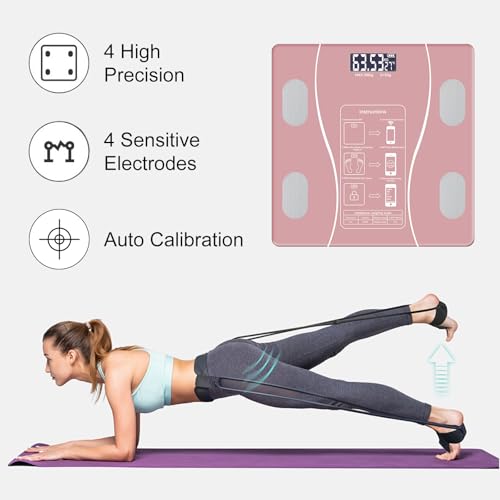 Intelligent Body Fat Scale, a Simple and Practical Digital Scale That can be Connected to a Mobile Digital Bathroom Scale to Display BMI, Body Fat, Muscle Mass, and Durable Weight Scale (Pink) - Thumbnail 2