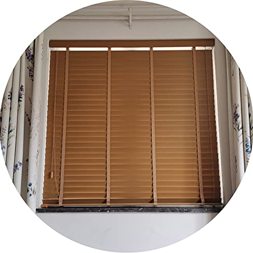 WENZHE Sichtschutz Horizontale ​Jalousien,180° Einstellbar Niveau Jalousie, Massivholz Filter Raffrollos, Zum Drinnen Schmücken, Datenschutz (Color : Brown, Size : 120cmx150cm) Cover