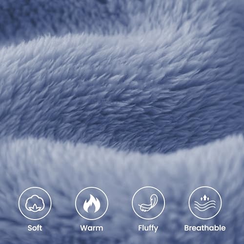 PJGGZ Fleece Mens Pajamas Set, Big and Tall Fluffy Adult Pjs Sets with Tops and Bottoms Fuzzy Warm Soft Winter Loungewear(Dusty Blue,L)