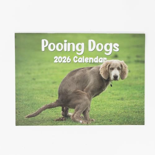 Funny Dog Pooping Calendar 2026 Month to View A3 Hanging Planner