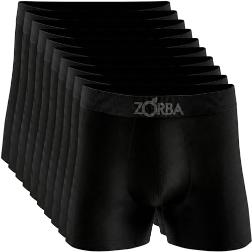 ZORBA Kit 10 Cuecas Boxer Algodão Sem Costura Toque Fresco Max Fresh Masculina, 10 Pretos, G