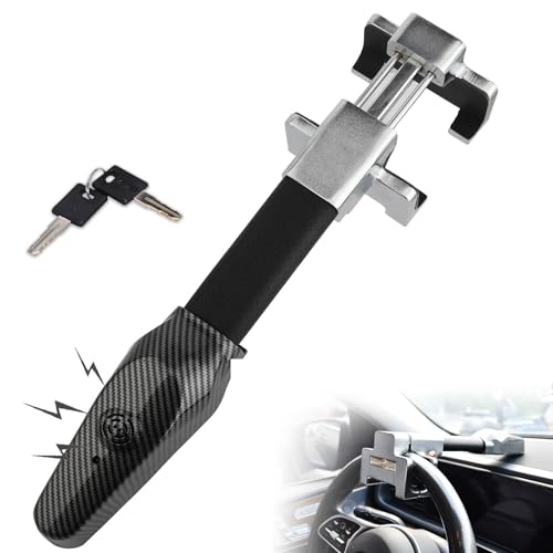 Steering Wheel Lock with Alarm,Steering Lock,Heavy Duty Car Anti-Theft Device Security Device Car Lock Universal Fit for Vehicle Truck Van SUV Car Security with 2 Keys