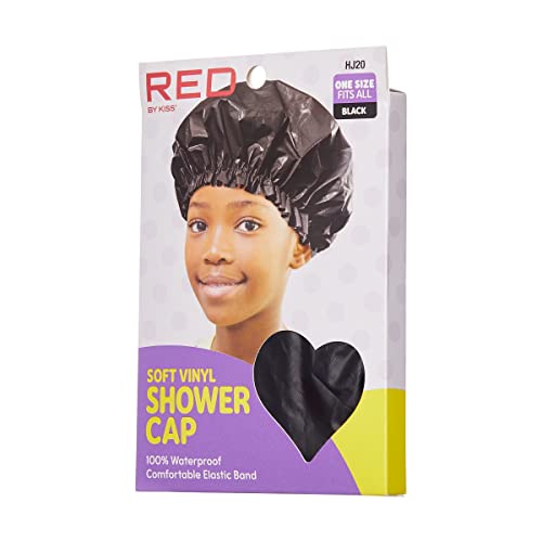 Red By Kiss Kids Shower Cap Reusable Waterproof Soft Vinyl Washable Hair Caps For Kids Shower Caps For Boys And Girls #TOP1