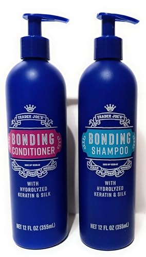 Trader Joes Bonding Shampoo & Conditioner Set with Hydrolyzed Keratin & Silk, 12 fl oz Each