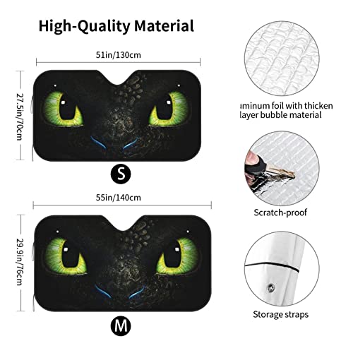 Vbcdgfg Dragon Green Eyes Car Windshield Sun Shade - Universal Fit Car Front Windshield Sunshade-Uv Protection Keep Your Vehicle Cool 55 X 29.9 Inch (94581) #TOP3