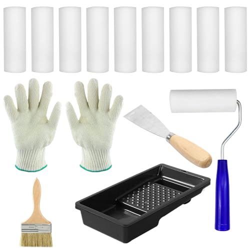 Littlegaofeithing Lot de 10 Rouleaux à Peinture - Mini Rouleau à Peinture avec Poignées+Mini Bac à peinture- Convient Pour la Décoration Murale darchitecture et les fournitures de peinture.(10cm)