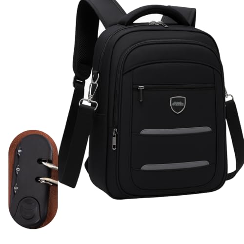 Mochila para Notebook Masculina e Feminina Reforçada Resistente, Impermeável com Cadeado Antifurto Ideal para Trabalho, Faculdade e Escola, Alça Ergonômica - Meterial Premium - Steel Hook Preta