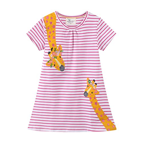 Mädchen Kleid Sommer A-Linie Baumwolle Kurzarm T-Shirt Kleider Casual Mini Kinderkleid 1-7 Jahre Cover