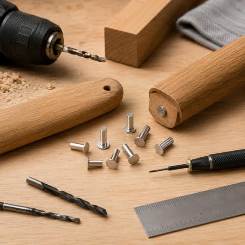 Garneck 4 Paare Nieten am Griff eines Küchenmessers Küchenmesser Nieten Messergriff Zubehör befestigungshaken Messergriff DIY Befestigungsniete Messergriff-Ersatzniete Rostfreier Stahl
