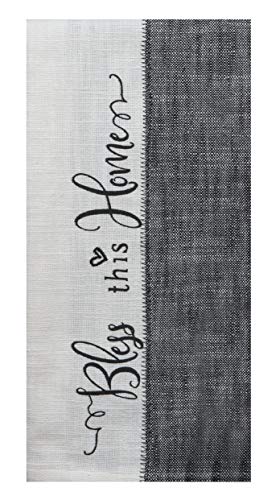 4 Piece Black and White Farmhouse Country Kitchen Linen Set - 2 Towels, Oven Mitt and Pocket Pot Holder - Thumbnail 5