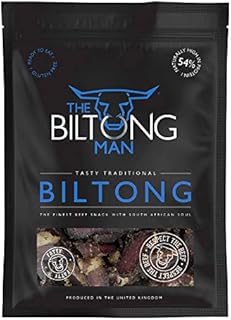 The Biltong Man | Tasty Traditional Fatty Beef Biltong | Healthy High Protein Dried Beef Snack | Low Sugar, Gluten-free & Keto-friendly, 250 grams