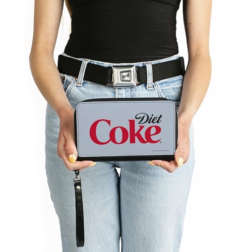 The Coca-Cola Company Wallet, Zip Around, Diet Coke Logo Centered Light Gray Black Red, Vegan Leather3