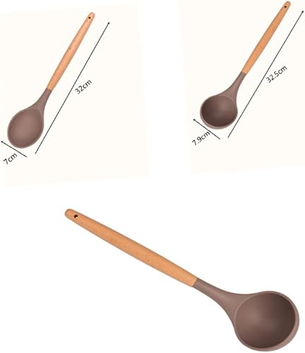 Miniatura 5 de 2 unids de madera de café cubiertos Bbq kits parrilla herramientas mango de madera utensilios