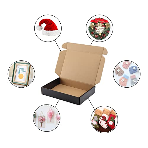 Hoikwo 25 Pack 11x8x2 Shipping Boxes for Small Business, Black Packaging Cardboard Boxes, Moving Mailing Packing Box