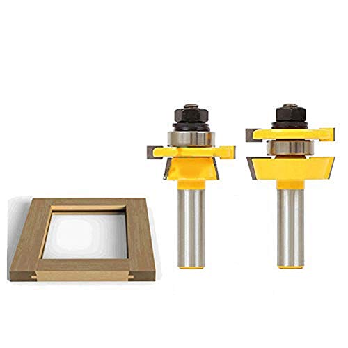 CHENWN 2Pcs 12.7Mm 1/2" Shank Shaker Rail & Stile Router Bits Set Carbure Porte Couteau À Bois Tenon Outils De Coupe pour Bois 03055
