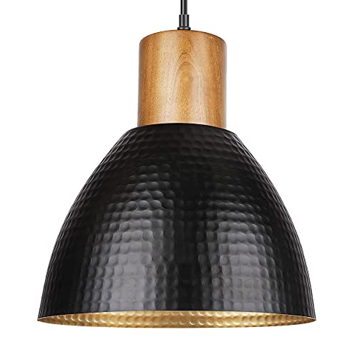 Vpazg Industrial Pendant Light Fixture, 10Inch Adjustable Hanging Lamp With Hammered Metal Shade, Farmhouse Black Gold Pendant Lighting For Kitchen Island, Coffee Bar, Cafe Sink Dining Room #TOP14
