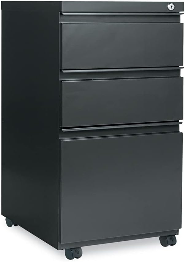 Alera ALEPBBBFCH 14.96 in. x 19.29 in. x 27.75 in. 3-Drawers Box/Box/File Legal/Letter Left/Right File Pedestal with Full-Length Pull - Charcoal