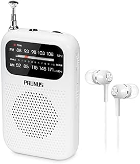 PRUNUS J-777 Portable Radios Small, AM FM Radio Pocket close to credit card size, Battery Radio Transistor with Power Indicator and Headphone Jack. AAA Battery Operated for Jogging Walking and Camping