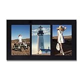Adeco PF0269 Decorative Black Wood Wall Hanging Picture Photo Frame, 3 Divided Openings of 4x6 inches