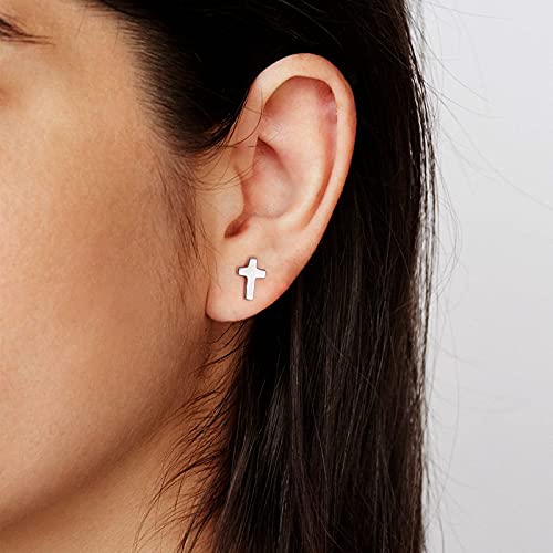 Sterling Silver Stud: 925 Small Infinity Cross Cute Hypoallergenic Stud Earrings Jewelry For Women Girls Teen Kids #TOP2
