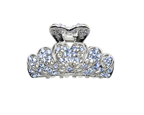 Faship Gorgeous Light Blue Rhinestone Crystal Floral Hair Claw Clips