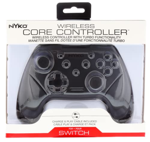 Nyko Wireless Core Controller for Nintendo Switch - Bluetooth Pro Controller Alternative with Turbo Programming, Ergonomic Design and Type C Charging Cable - Compatible w/ Android and PC (Black)