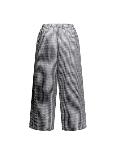 GORGLITTER Women's Plus Size Plaid Chercked Gingham Pants Wide Leg Low Rise Plaid Baggy Casual Trousers Sweatpants2