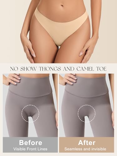 Seamless Thongs for Women No Show Cotton Thong Panty Liners Soft Comfy Invisible Workout Concealer Underwear2
