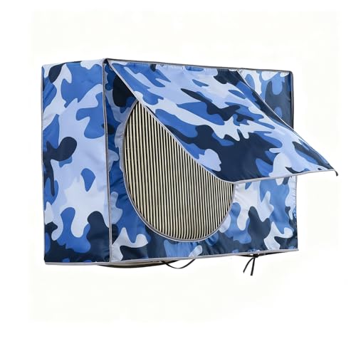 屋外用エアコンユニットカバー 耐候性屋外用エアコンカバー 固定バックル付き 室外機パネル 遮熱パネル オックスフォード生地 日光や湿気に強い(Blue,90*60*30cm/35*24*12in)