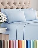 Queen 6 Piece Sheet Set - Comfy Breathable & Cooling - Ultra-Soft Hotel Luxury Bedding Set with 8-16 Inch Deep Pockets - 1 Flat & 1 Fitted Sheet & 4 Pillowcases - Wrinkle Free & Easy Care - Sky Blue