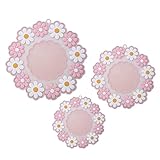 Silicone Round Placemats Set of 3, Daisy Flower Shape Heat Resistant Trivets Pot Holder Mats, Cup Po