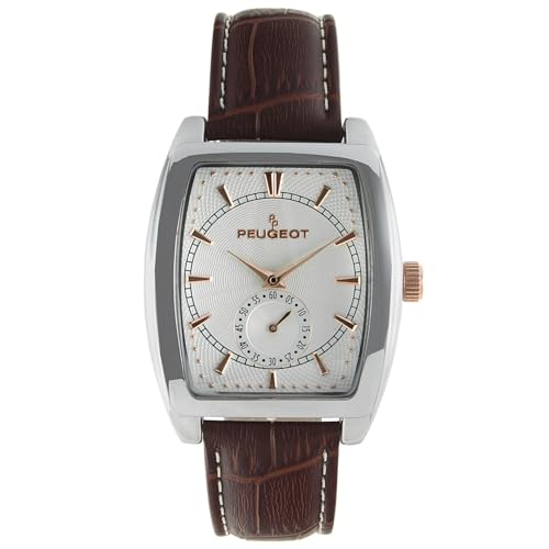 Peugeot 2027 Montre Bicolore avec Bracelet en Cuir gaufré pour Homme