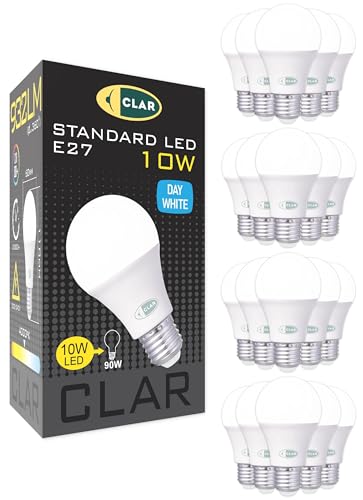 CLAR - Bombillas LED E27 4000K, Luz Neutra, Bombilla LED 10W Equivalente 75W, Casquillo E27 Estándar (Pack 20)