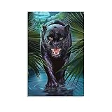 Vintage Poster Black Panther Forest Room Aesthetic Art Poster for Office Living Room Porch Lounge Ba