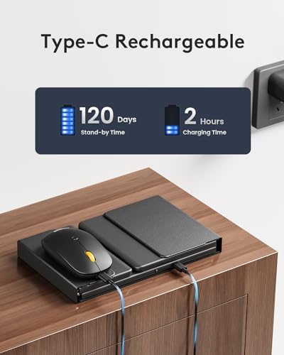 Foldable Keyboard and Mouse, Samsers Folding Bluetooth Keyboard Combo, 2.4G + BT5.0 x 2, Full-Size Portable Travel Keyboard & Rechargeable Wireless Mouse for Windows Android iOS Mac OS, Elegant Black — view 6