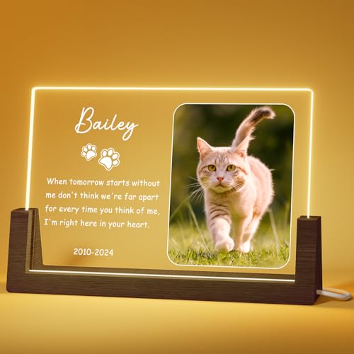 Bemaystar Personalized Cat Memorial Gifts for Loss of Cat, Custom Loss of Cat Sympathy Gift, Pet Memorial Gifts, Cat Remembrance Gifts, Cat Passing Away Gift, Bereavement Gifts for Loss of Pet