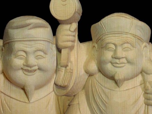 Amazon.co.jp: 天然 桧木彫り 恵比寿・大黒天 セット＜仏像・開運置物