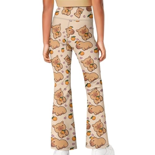 Image of Girls Leggings Floral Print High-Waisted Flared Pants 5-14 Years