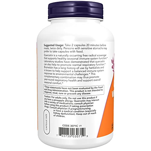 Now Supplements, Quercetin With Bromelain, Balanced Immune System*, 240 Veg Capsules #TOP2