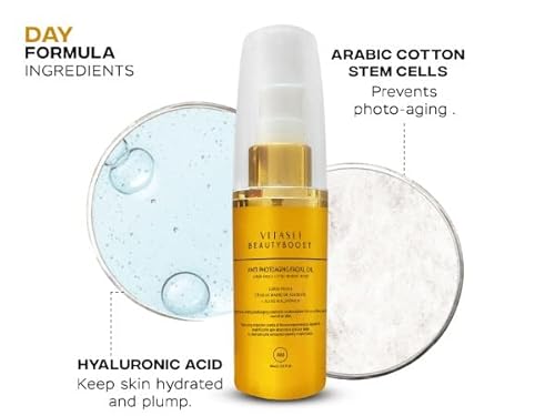 Vitasei Beauty Boost Facial Serum W/Cotton Stem Cells & Hyaluronic Acid, Anti Aging Serum For Women & Men, Photoaging Control Face Oil Moisturizer For Sun Protection, Fine Lines & Wrinkles, 30 Ml #TOP2