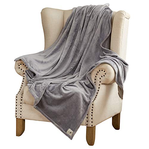 Hallmark Grey Throw Blankets for Couch, Soft Warm Blankets and Throws, Fleece Flannel Plush Throw Size 50''x70''