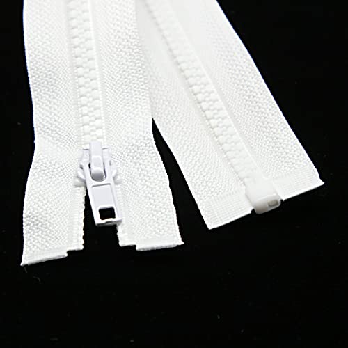 Leekayer 2PCS #5 14" Separating Zipper for Sewing Coats Jacket Zipper White