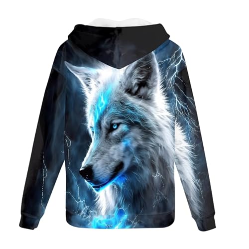 ENLACHIC Men's Cool Wolf Galaxy 3D Printed Zip up Hoodie Pullover Hooded Sweatshirt Hoodies with Pockets2