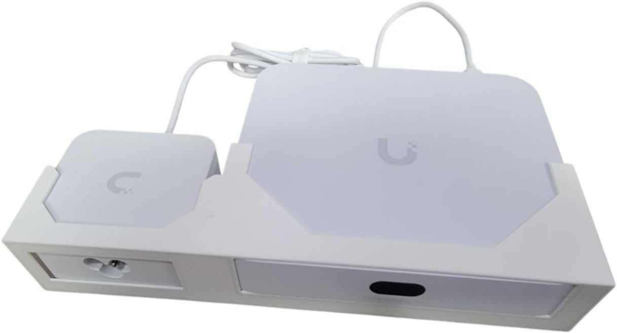 Wall Mount with PSU Holder for Unifi Cloud Gateway Max UCG-MAX, Rack Mount, PETG Material, 10 Inch (White)