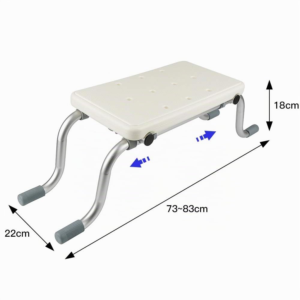 Sedile per Vasca HUOLE in Lega di Alluminio e Plastica, Sgabello per Vasca da Bagno Larghezza Regolabile 73-83 * 22 * 18cm, Max. Carico 150kg