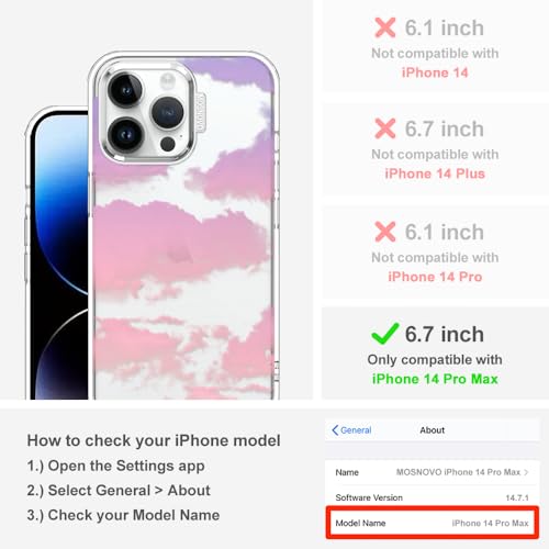 MOSNOVO for iPhone 14 Pro Max Case, Shockproof Military-Grade Protection 6.6ft Drop Tested, Clear Phone Case for iPhone 14 Pro Max, Sunset Glow Design by MOSNOVO - Used condition - Image 2
