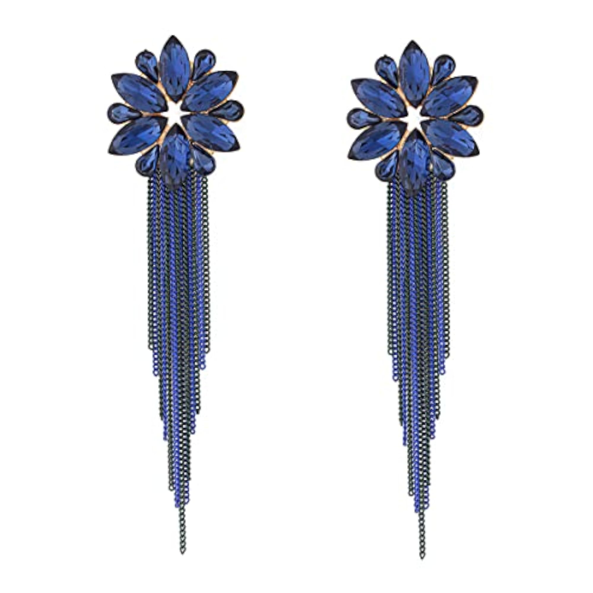 Women's Floral Shaped Crystal Danglers Earrings, Multicolor
